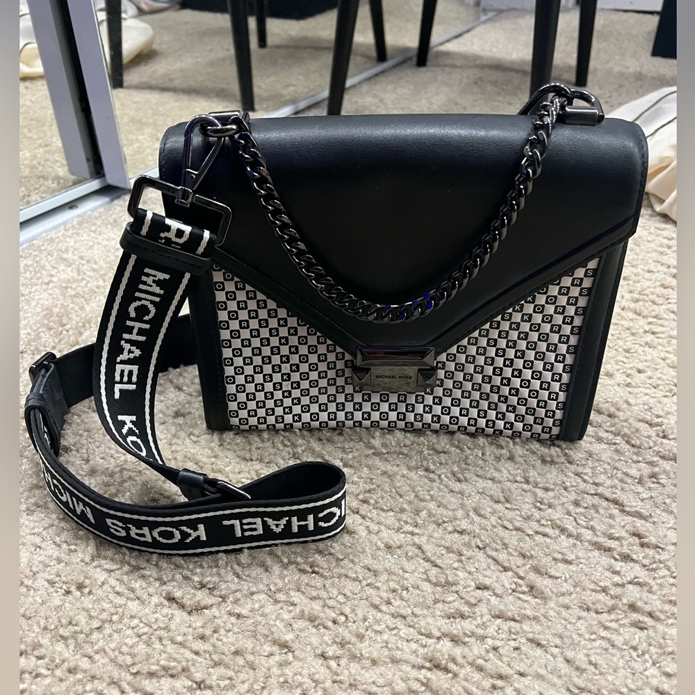 Michael Kors Whitney Large Checkerboard Logo Convertible Shoulder Bag